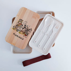 Lunch Box with Cutlery Holder Band Personalized "Chef" Subject