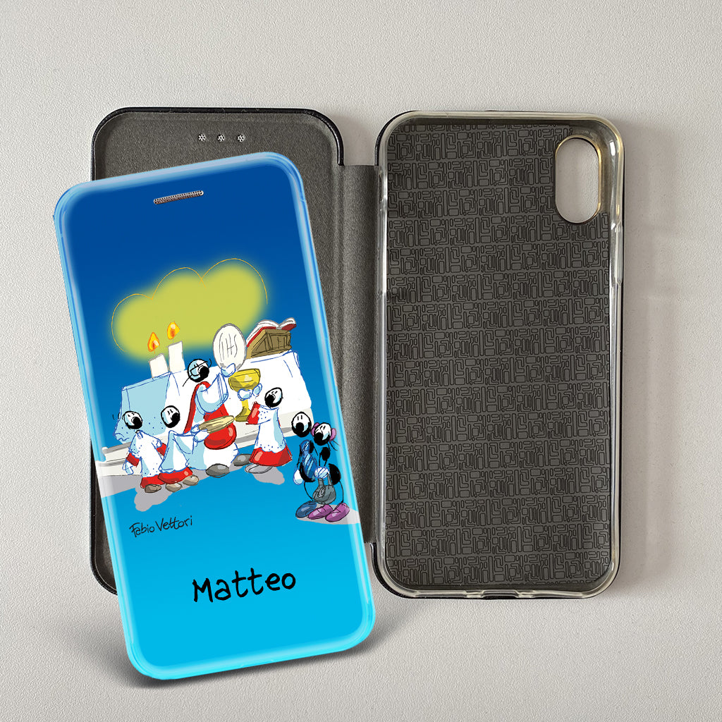 Customized artistic cover for Smartphone subject "Pizza Chef" model with "Book" opening