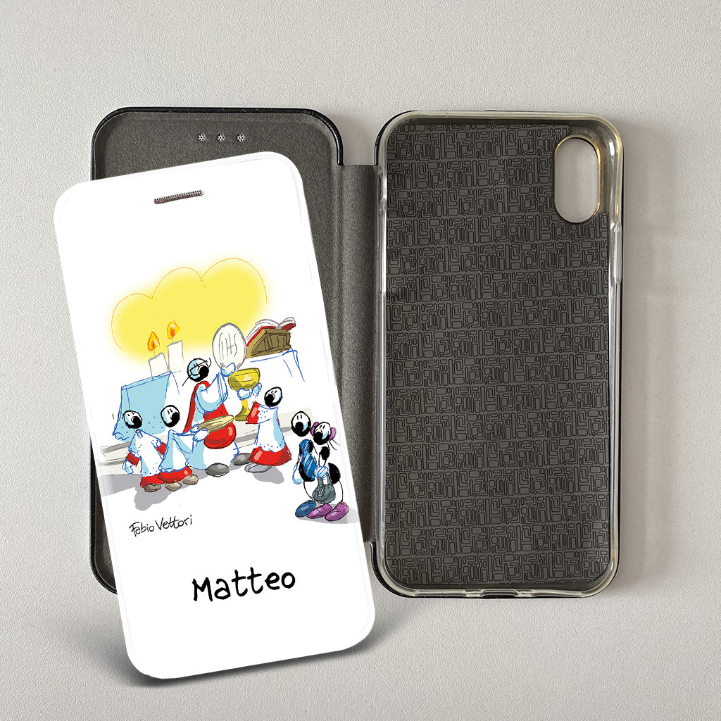 Customized artistic cover for Smartphone subject "Pizza Chef" model with "Book" opening