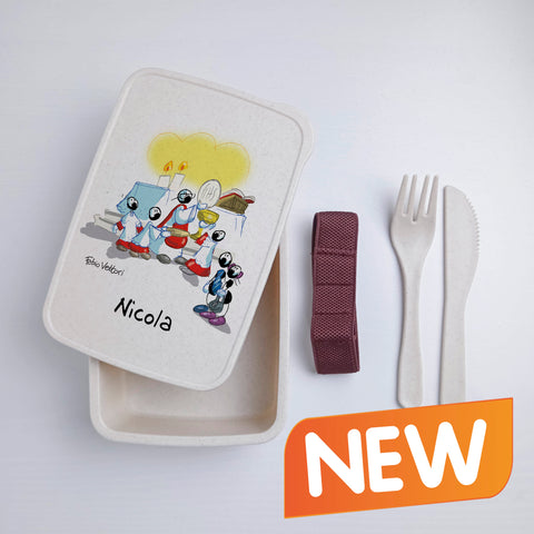 Scatola Porta Pranzo con Fascia Porta Posate Personalizzata soggetto "Chierichetti"