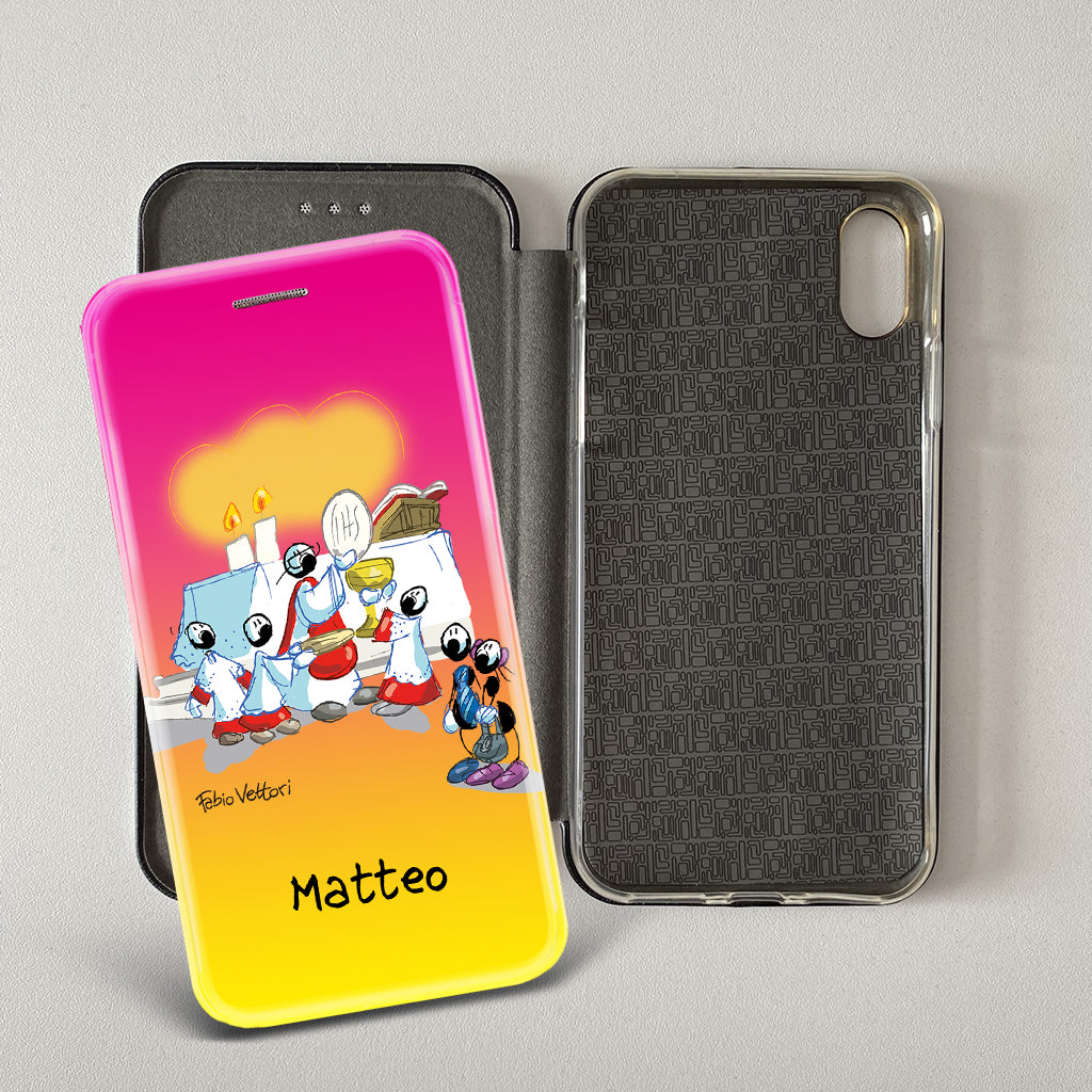 Customized artistic cover for Smartphone subject "Pizza Chef" model with "Book" opening