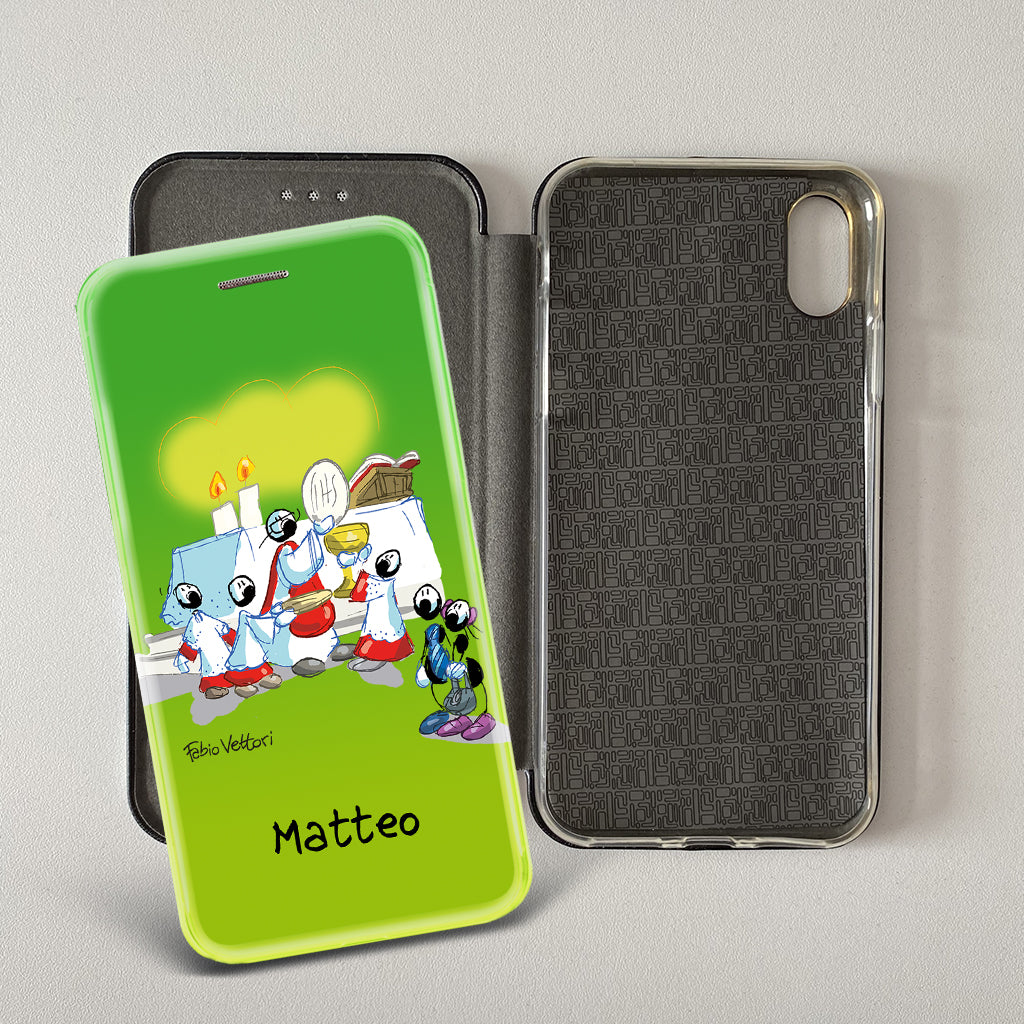 Customized artistic cover for Smartphone subject "Pizza Chef" model with "Book" opening