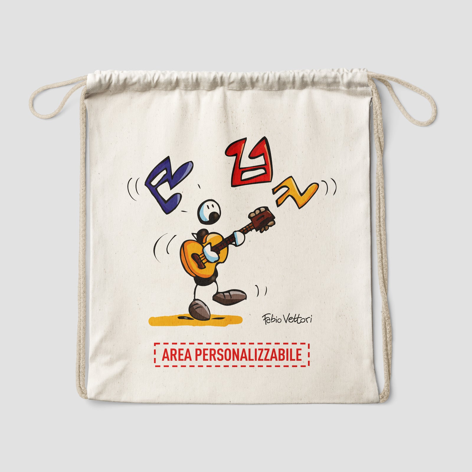 Sacca zaino personalizzata in cotone soggetto "Chitarristi"