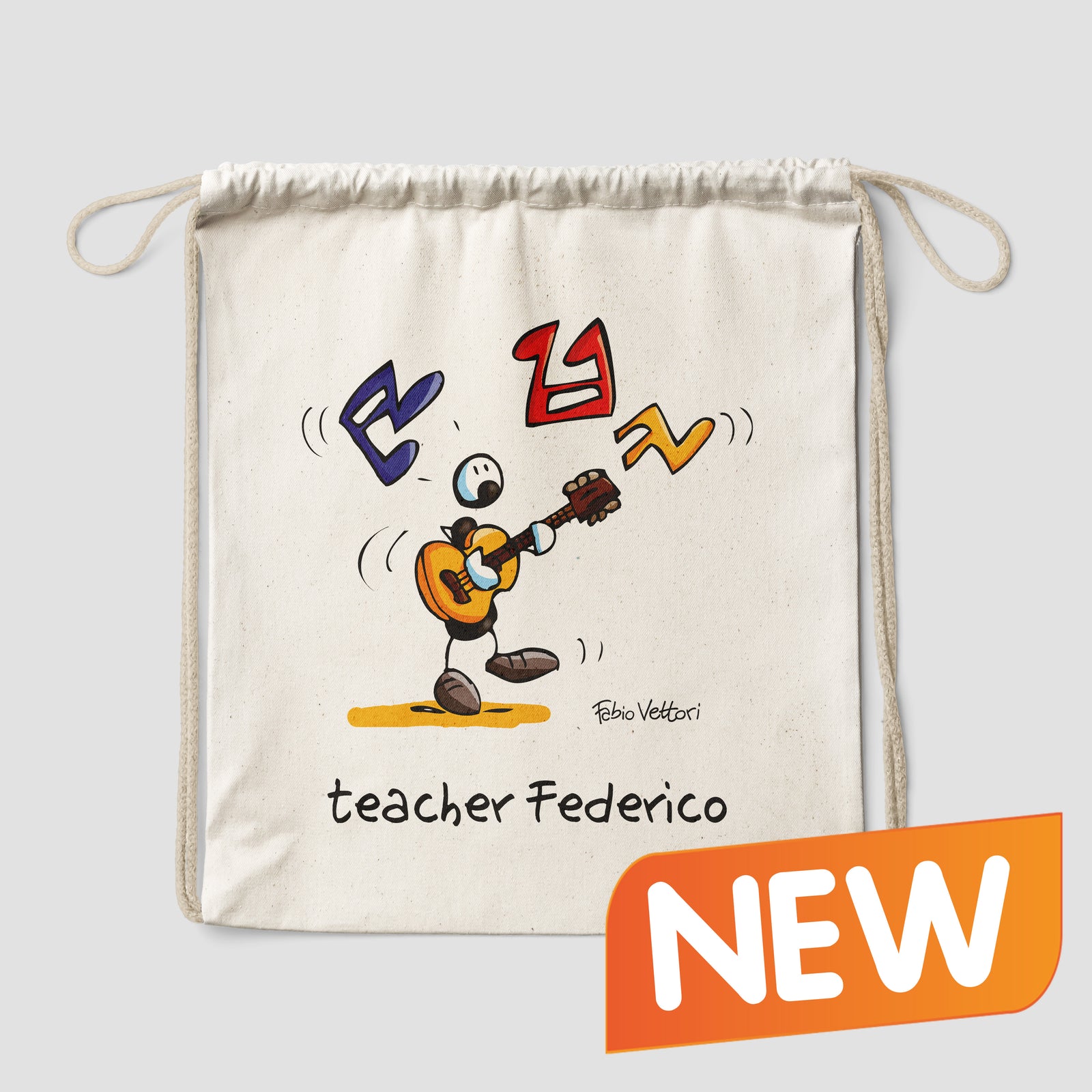 Sacca zaino personalizzata in cotone soggetto "Chitarristi"