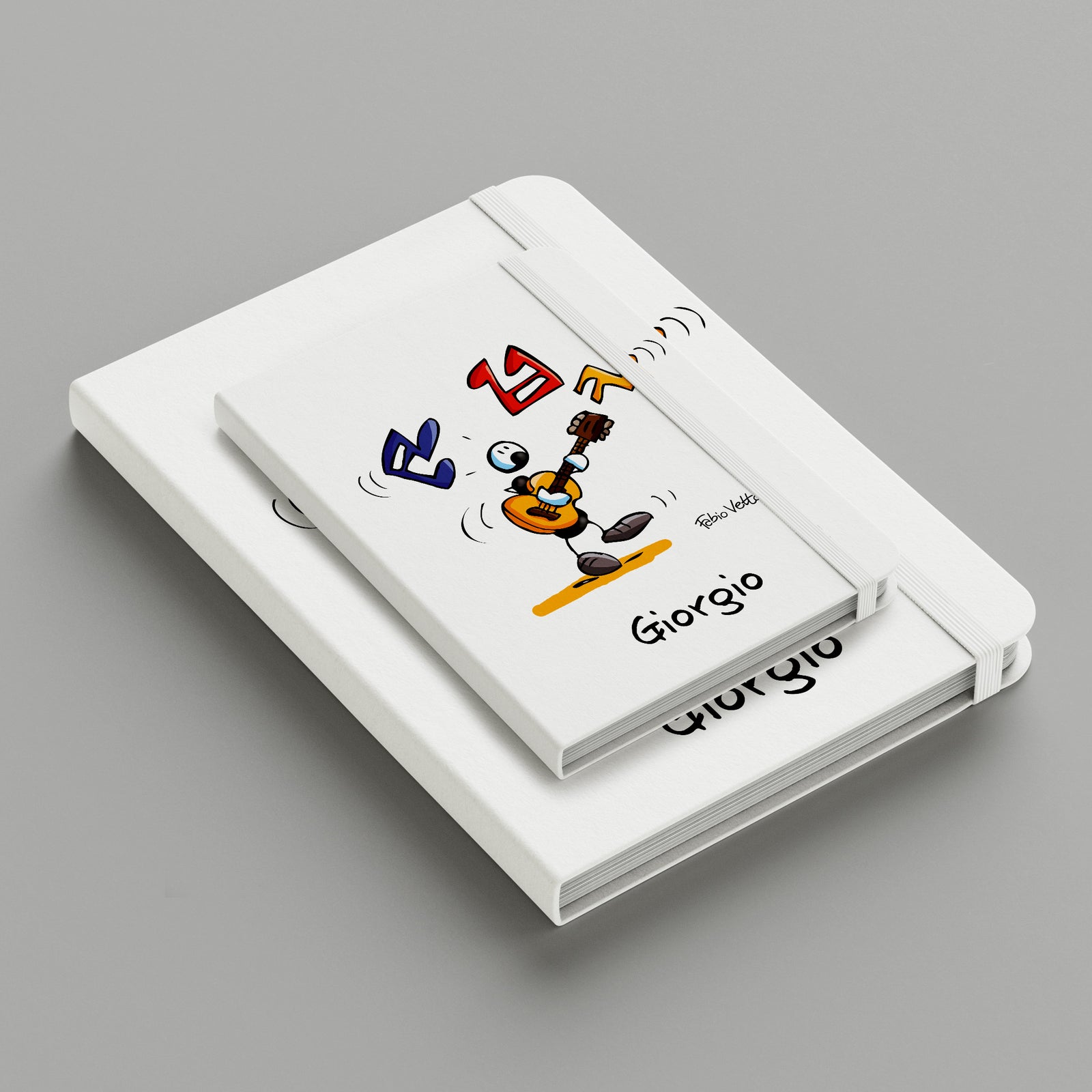 Personalized notebook with "Guitar player" theme