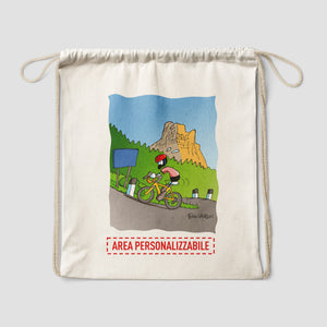 Personalized cotton backpack bag with "Cyclists" motif