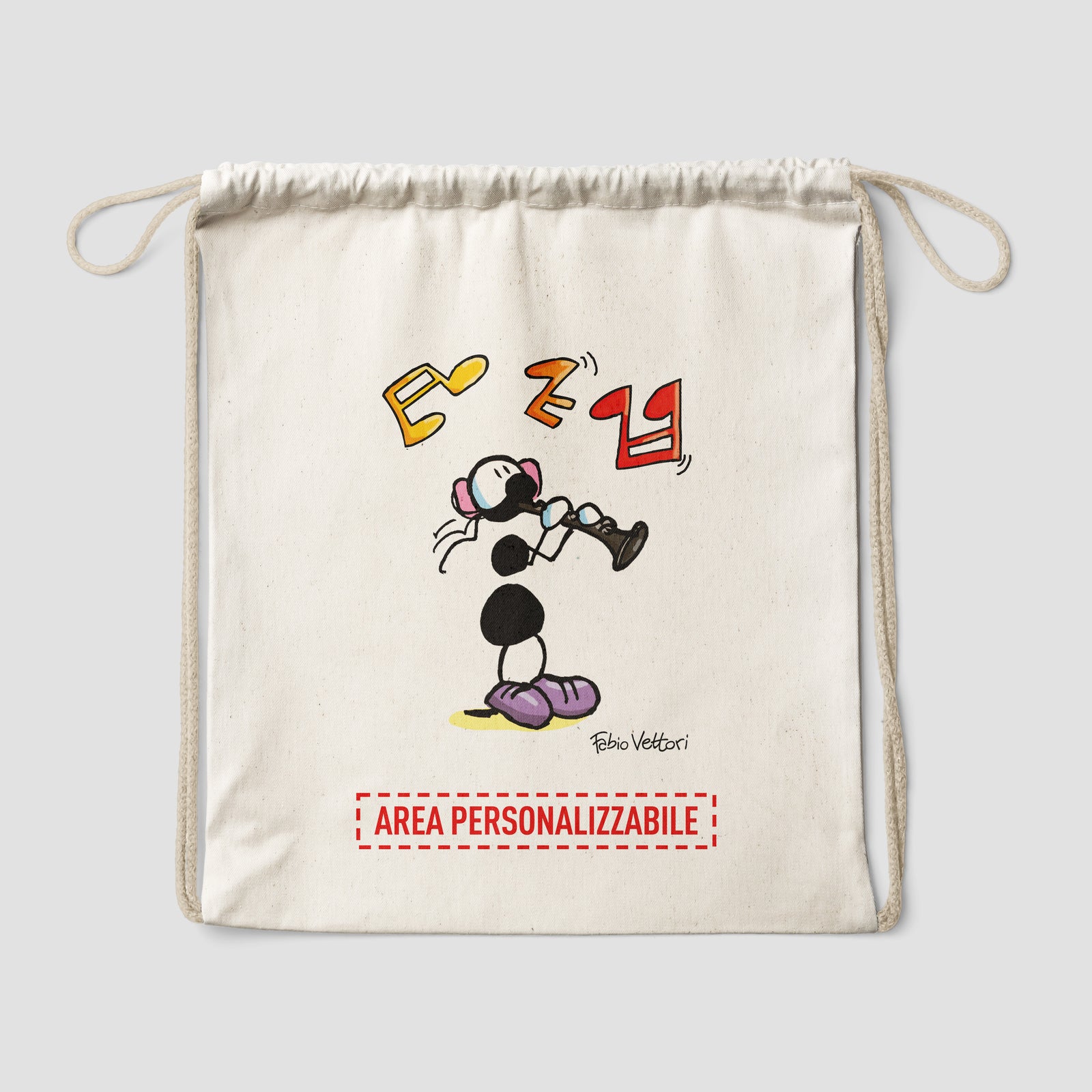 Sacca zaino personalizzata in cotone soggetto "Clarinetto"