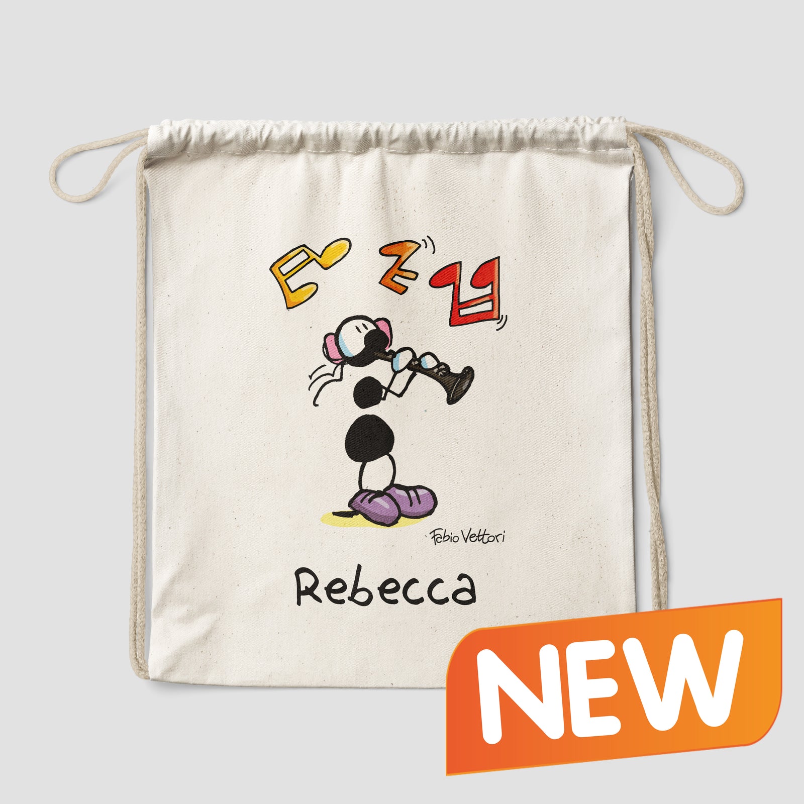 Sacca zaino personalizzata in cotone soggetto "Clarinetto"