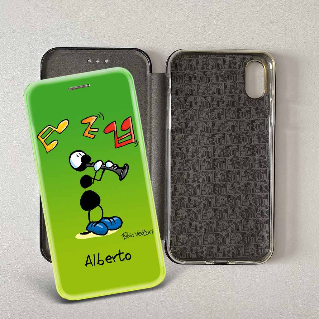 Customized artistic cover for Smartphone subject "Pizza Chef" model with "Book" opening