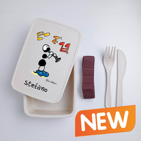 Scatola Porta Pranzo con Fascia Porta Posate Personalizzata soggetto "Clarinetto"