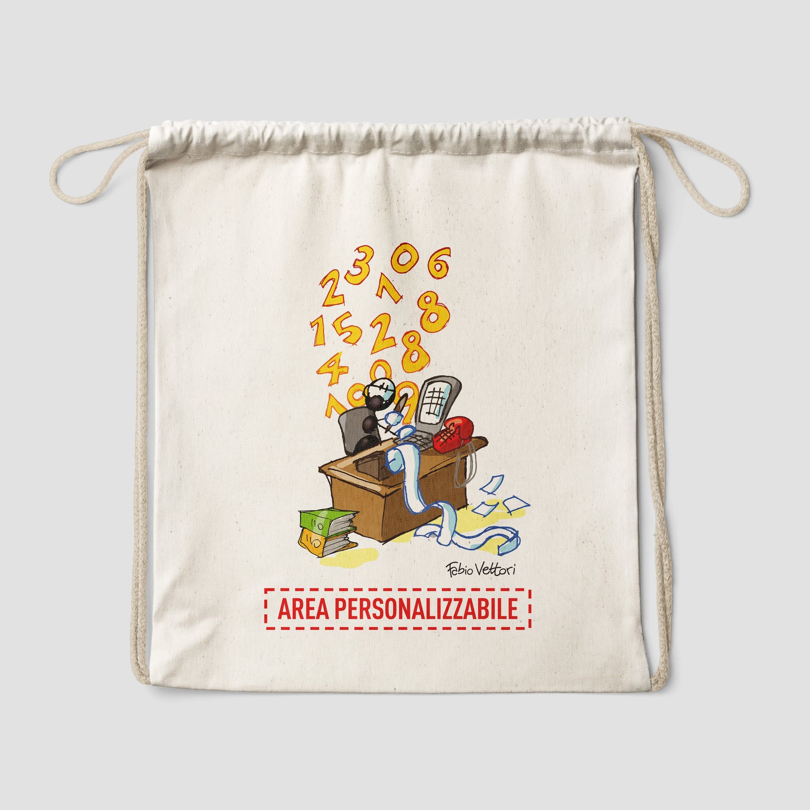 Sacca zaino personalizzata in cotone soggetto "Commercialisti"