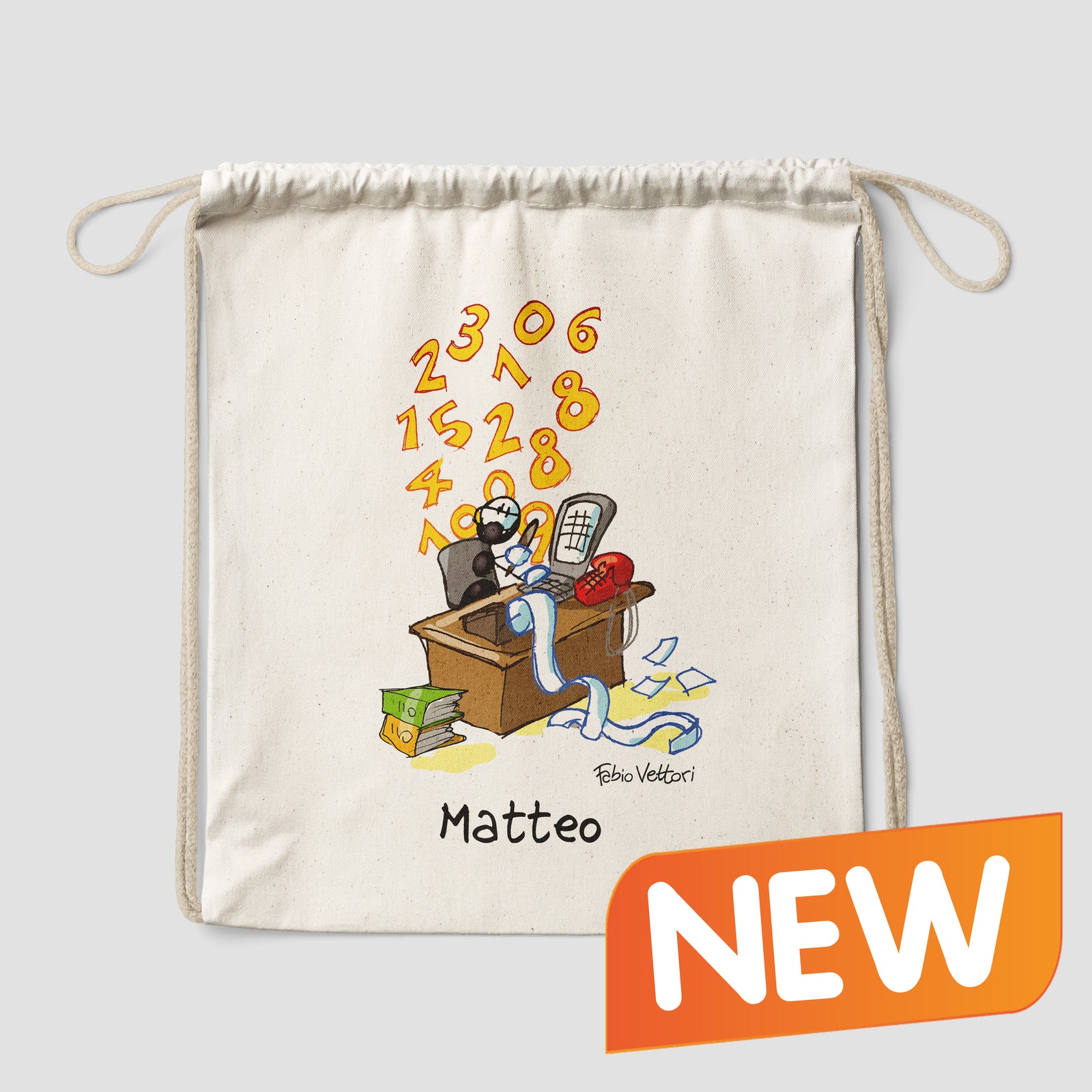 Sacca zaino personalizzata in cotone soggetto "Commercialisti"