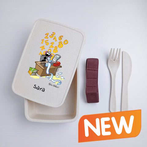 Scatola Porta Pranzo con Fascia Porta Posate Personalizzata soggetto "Commercialista"