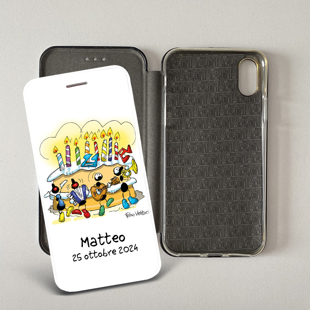 Customized artistic cover for Smartphone subject "Pizza Chef" model with "Book" opening