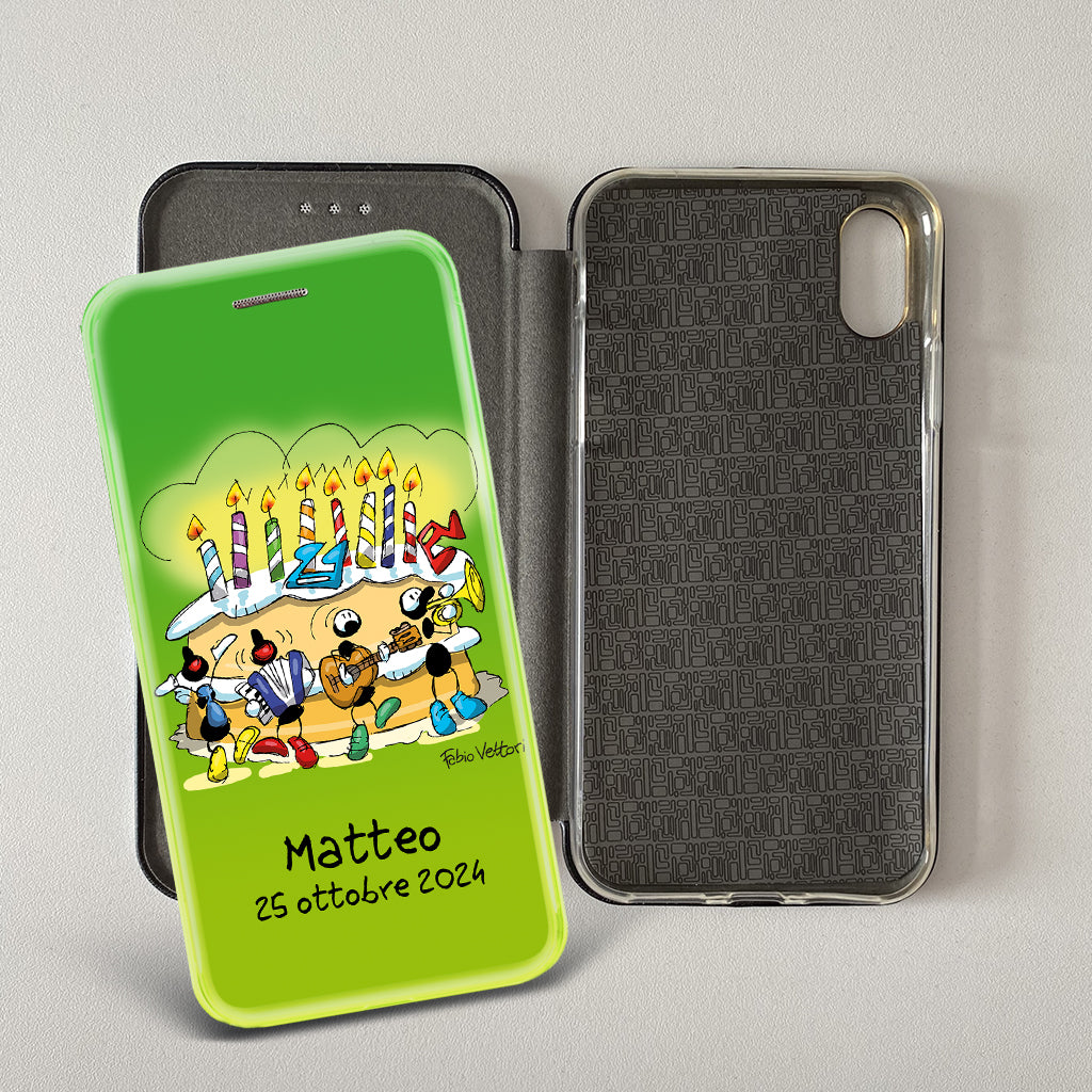 Customized artistic cover for Smartphone subject "Pizza Chef" model with "Book" opening