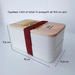 Scatola Porta Pranzo con coperchio in bambù e Posate Personalizzata soggetto "Compleanno"