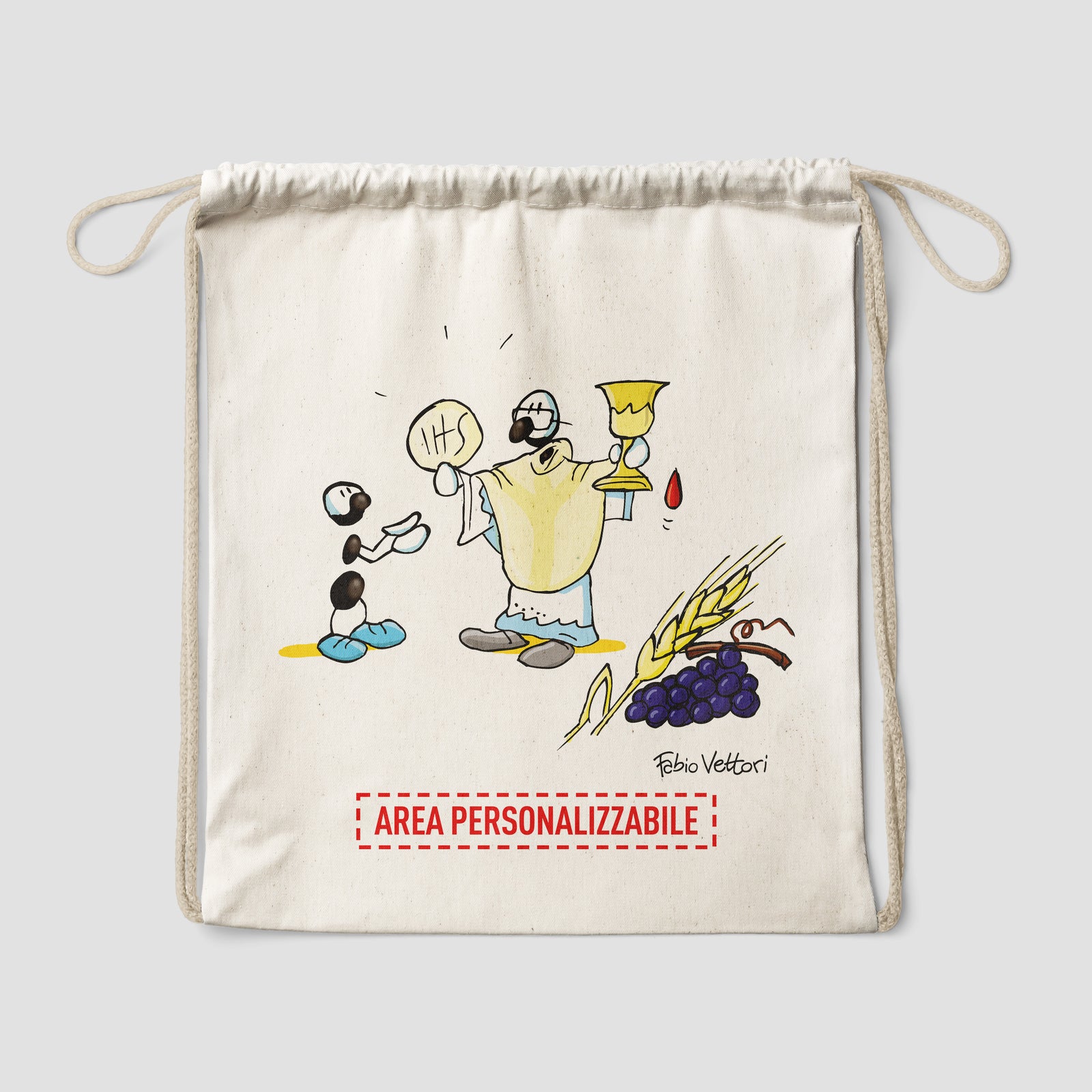 Sacca zaino personalizzata in cotone soggetto "Comunione"