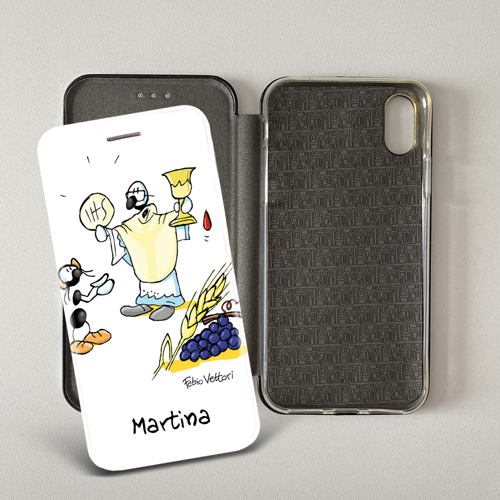 Customized artistic cover for Smartphone subject "Pizza Chef" model with "Book" opening
