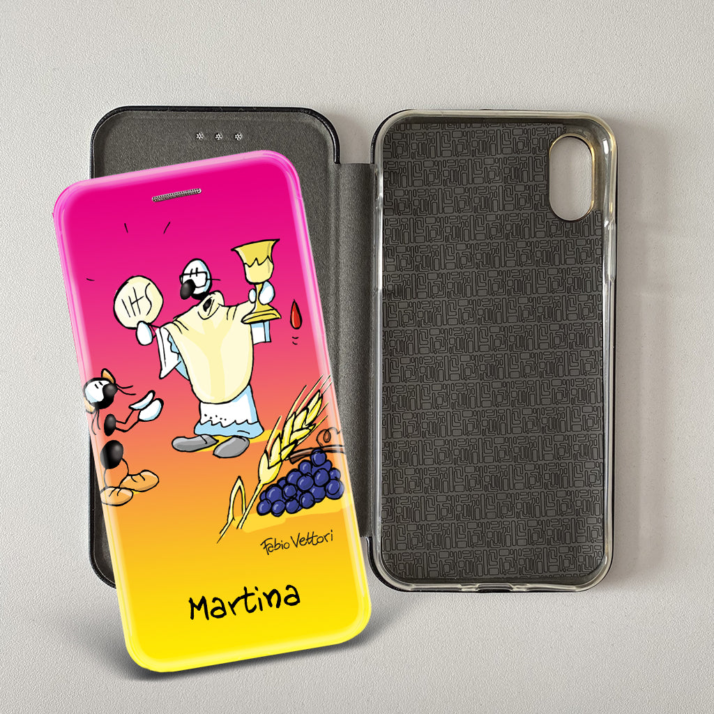 Customized artistic cover for Smartphone subject "Pizza Chef" model with "Book" opening