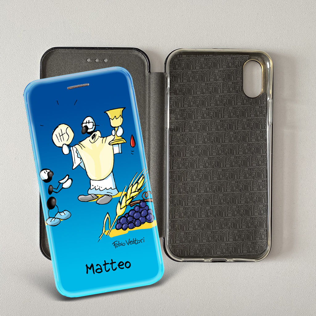 Customized artistic cover for Smartphone subject "Pizza Chef" model with "Book" opening