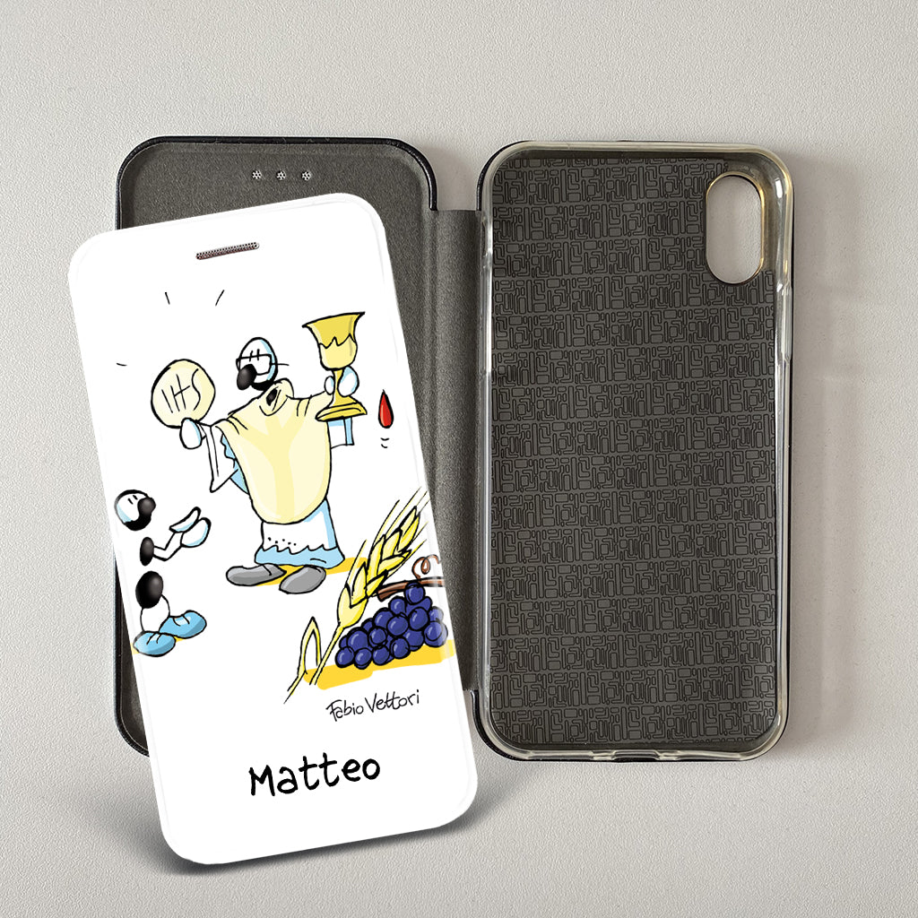 Customized artistic cover for Smartphone subject "Pizza Chef" model with "Book" opening