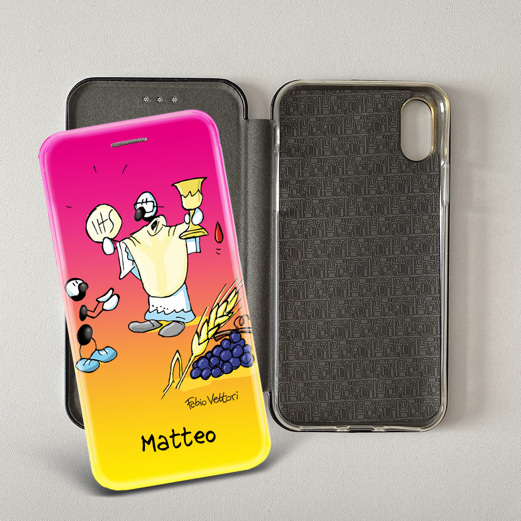 Customized artistic cover for Smartphone subject "Pizza Chef" model with "Book" opening