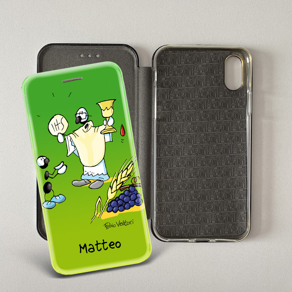 Customized artistic cover for Smartphone subject "Pizza Chef" model with "Book" opening
