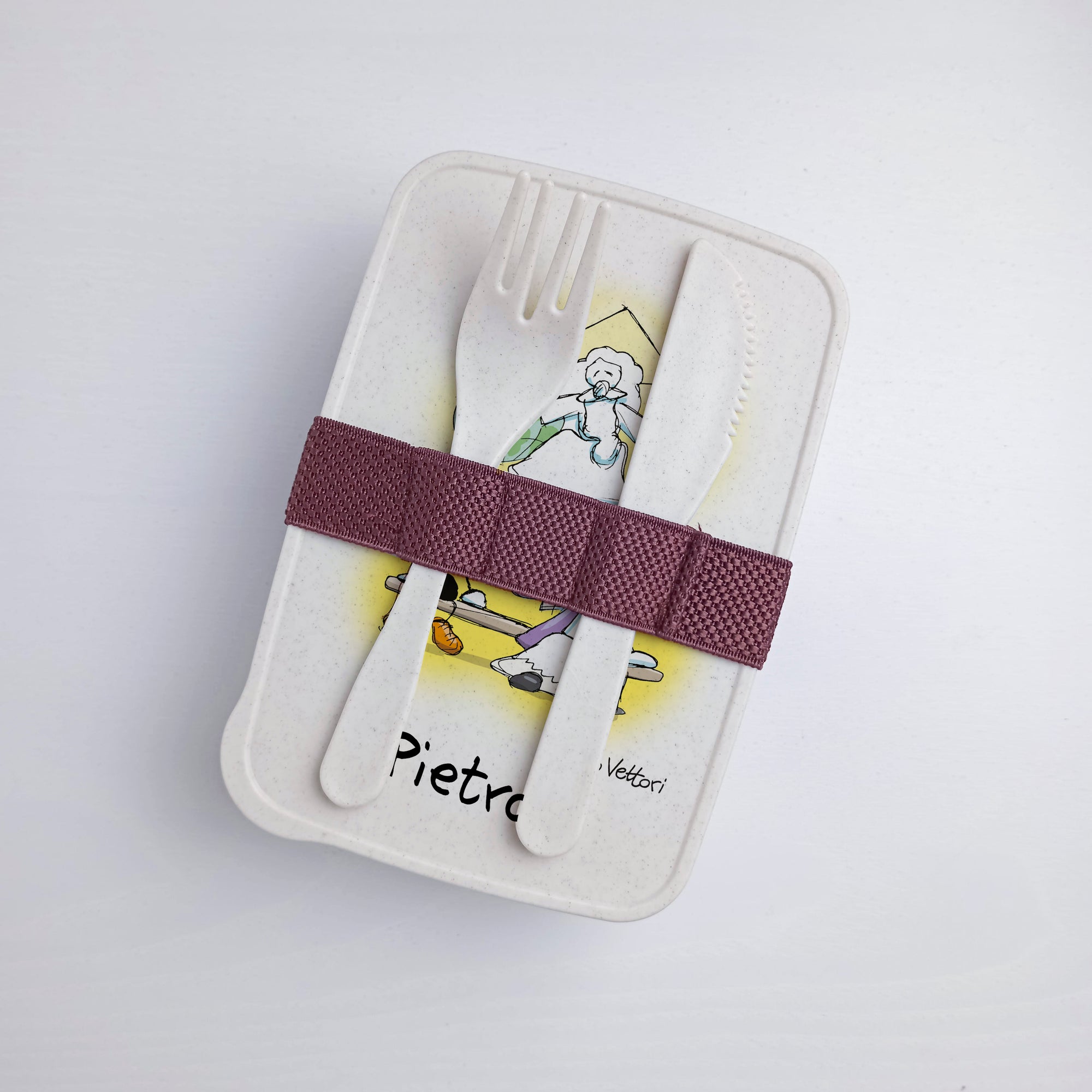 Scatola Porta Pranzo con Fascia Porta Posate Personalizzata soggetto "Confessione"