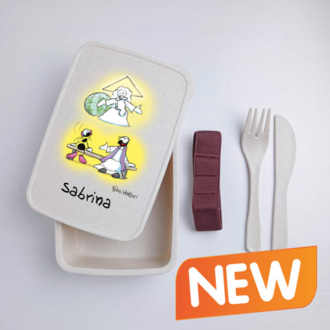 Scatola Porta Pranzo con Fascia Porta Posate Personalizzata soggetto "Confessione"