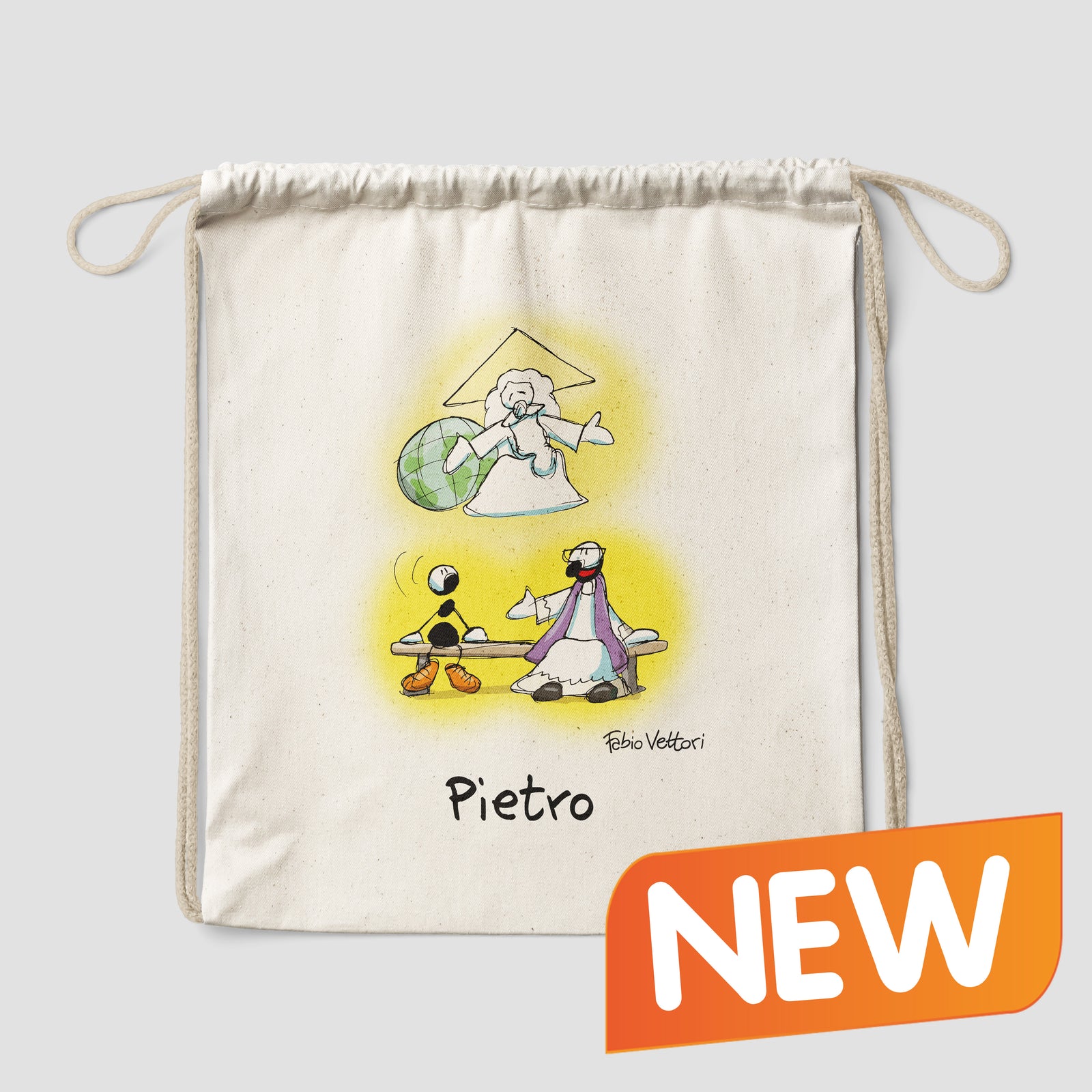 Sacca zaino personalizzata in cotone soggetto "Confessione"