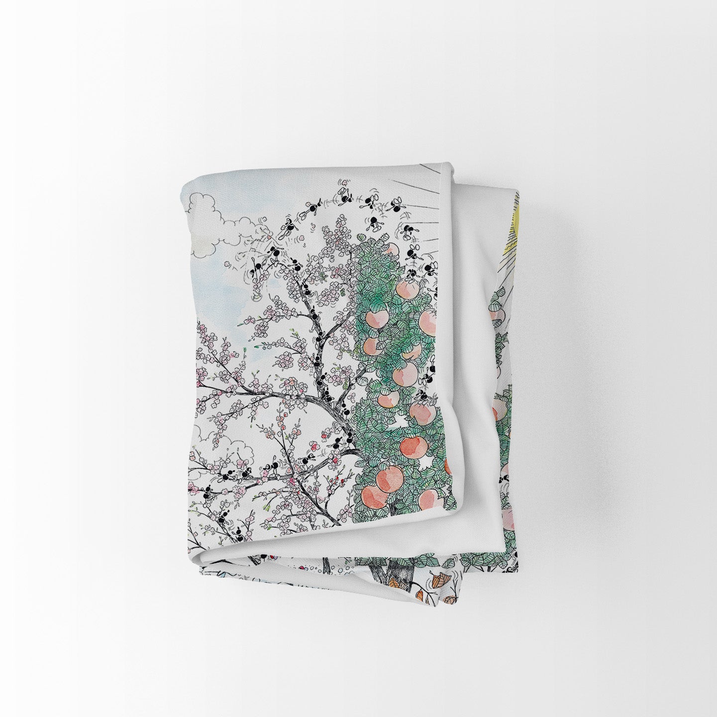 Padded quilted plaid with "4 Seasons" motif