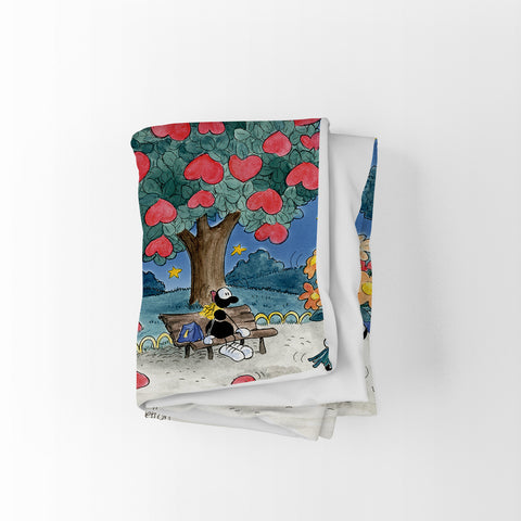 Plaid trapuntato imbottito soggetto "Albero dei cuori"