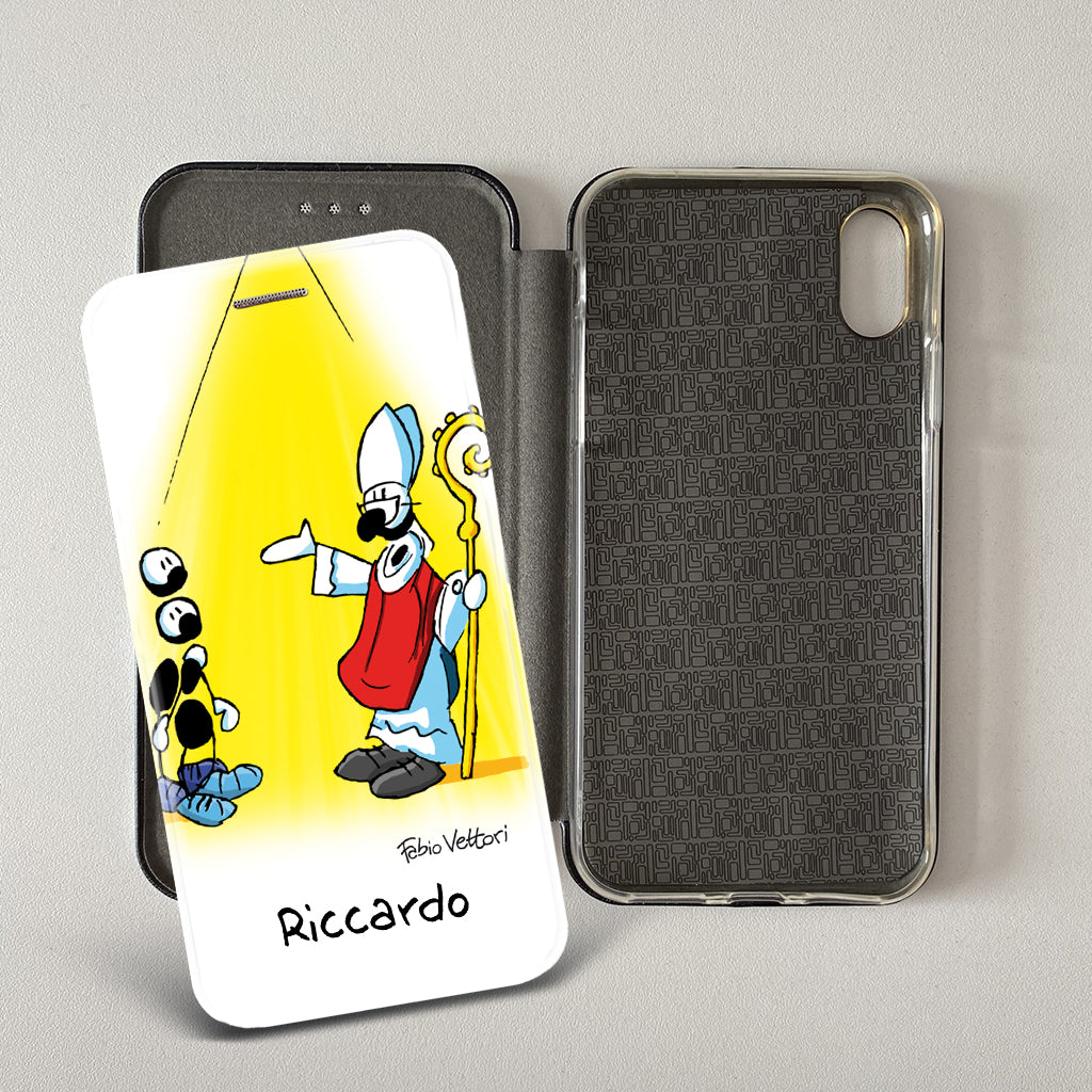 Customized artistic cover for Smartphone subject "Pizza Chef" model with "Book" opening