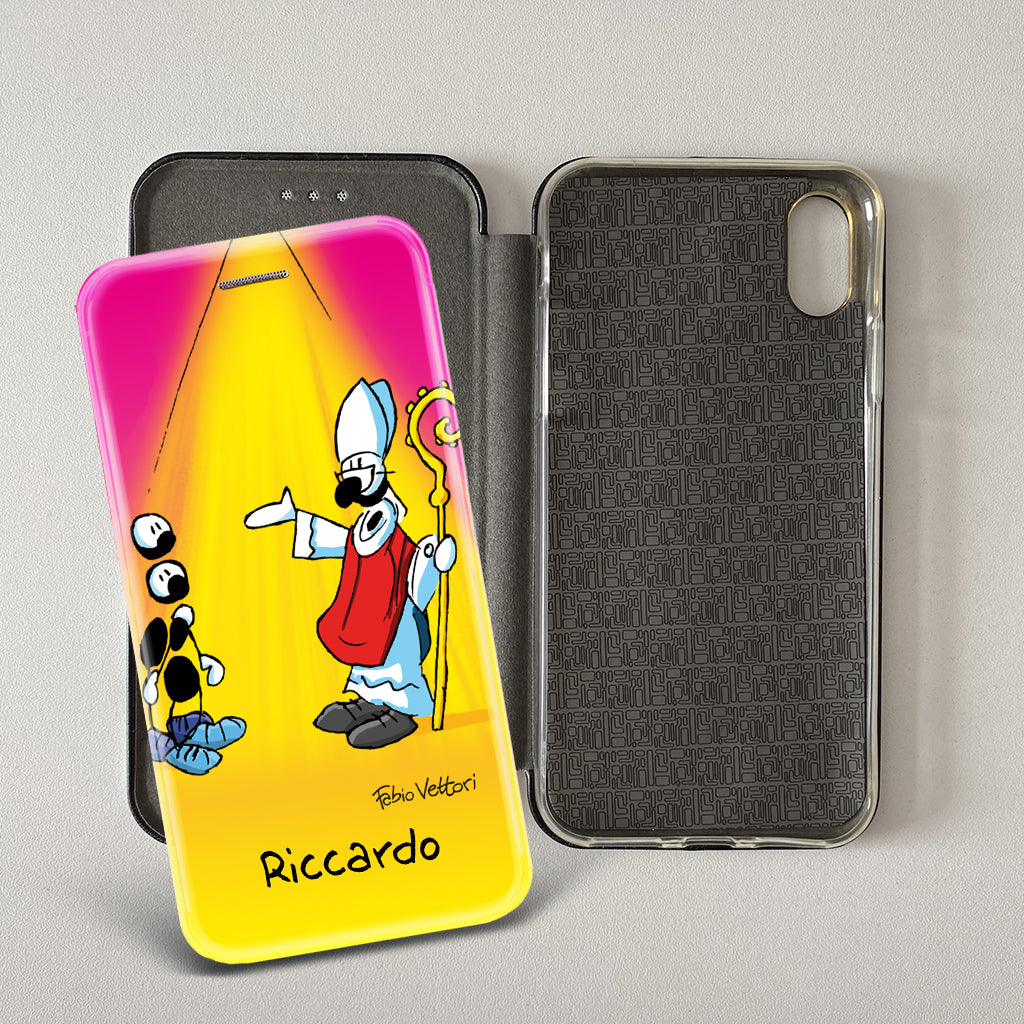 Customized artistic cover for Smartphone subject "Pizza Chef" model with "Book" opening