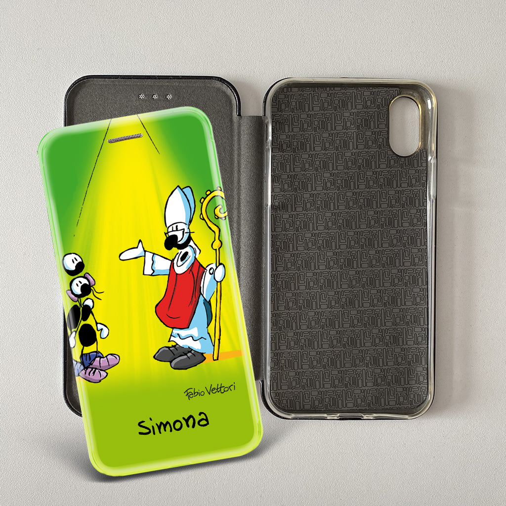 Customized artistic cover for Smartphone subject "Pizza Chef" model with "Book" opening