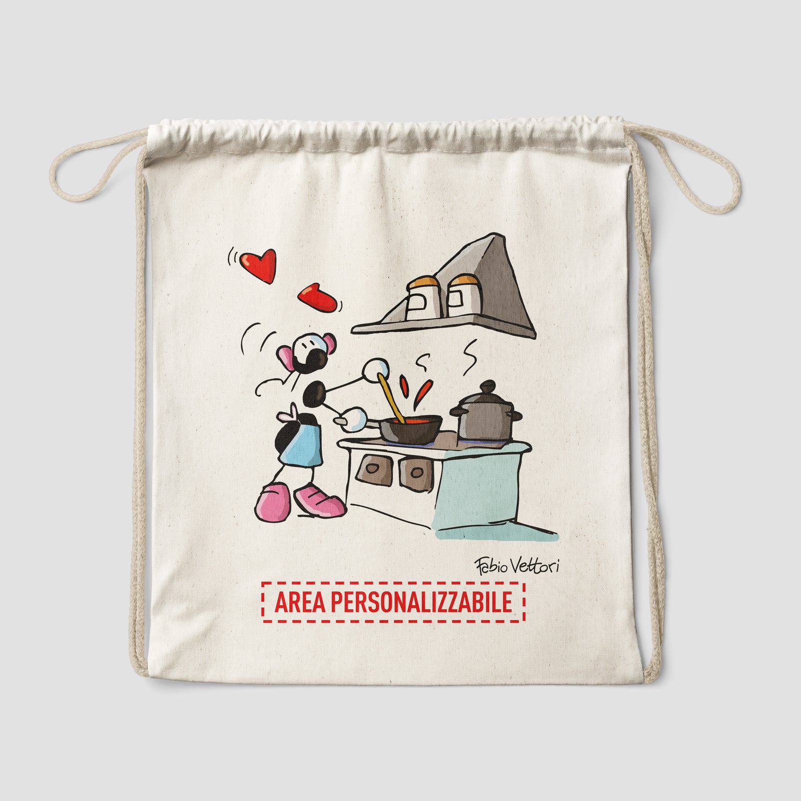 Sacca zaino personalizzata in cotone soggetto "Cuoca"