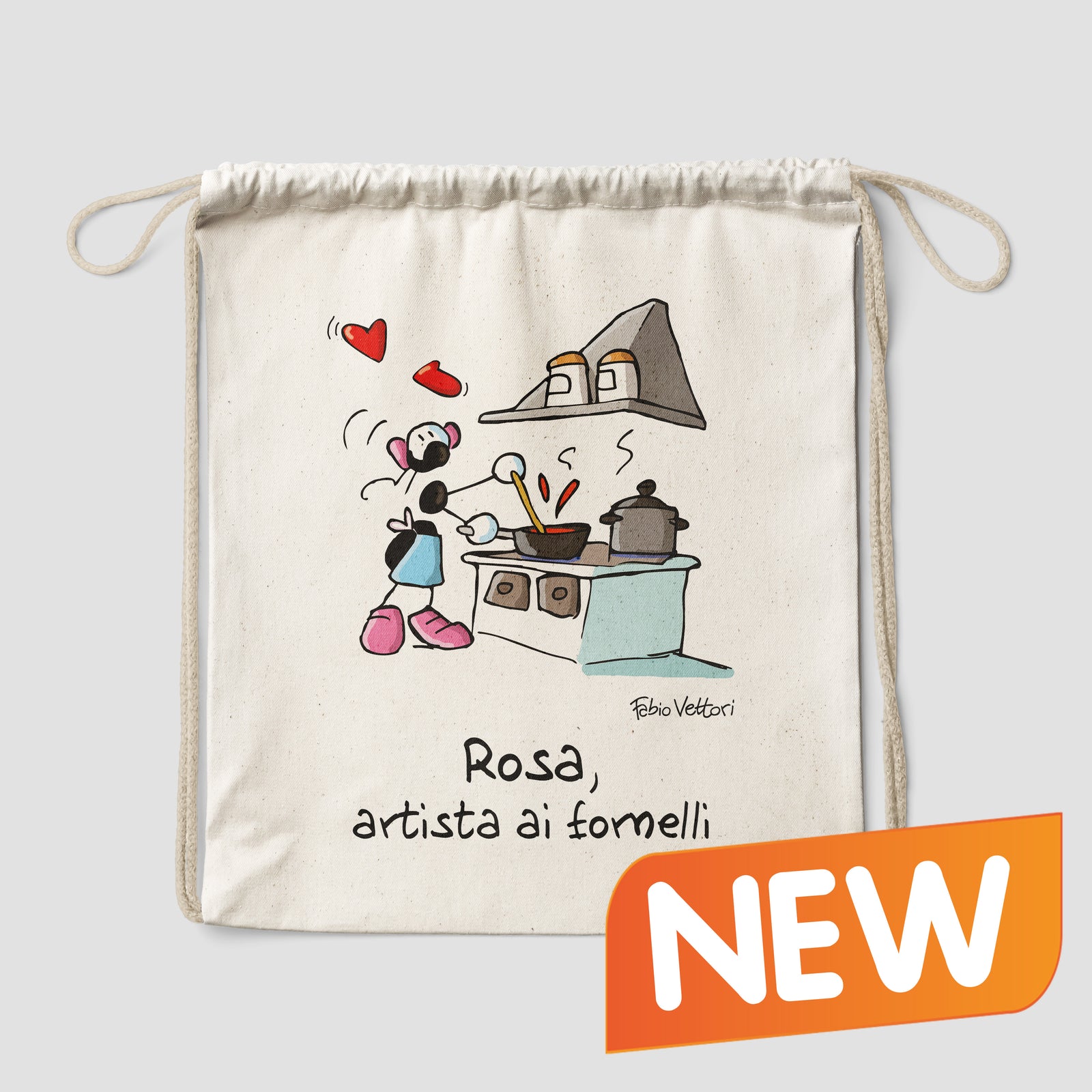 Sacca zaino personalizzata in cotone soggetto "Cuoca"