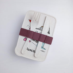 Lunch Box with Personalized Cutlery Band "Cook" Theme