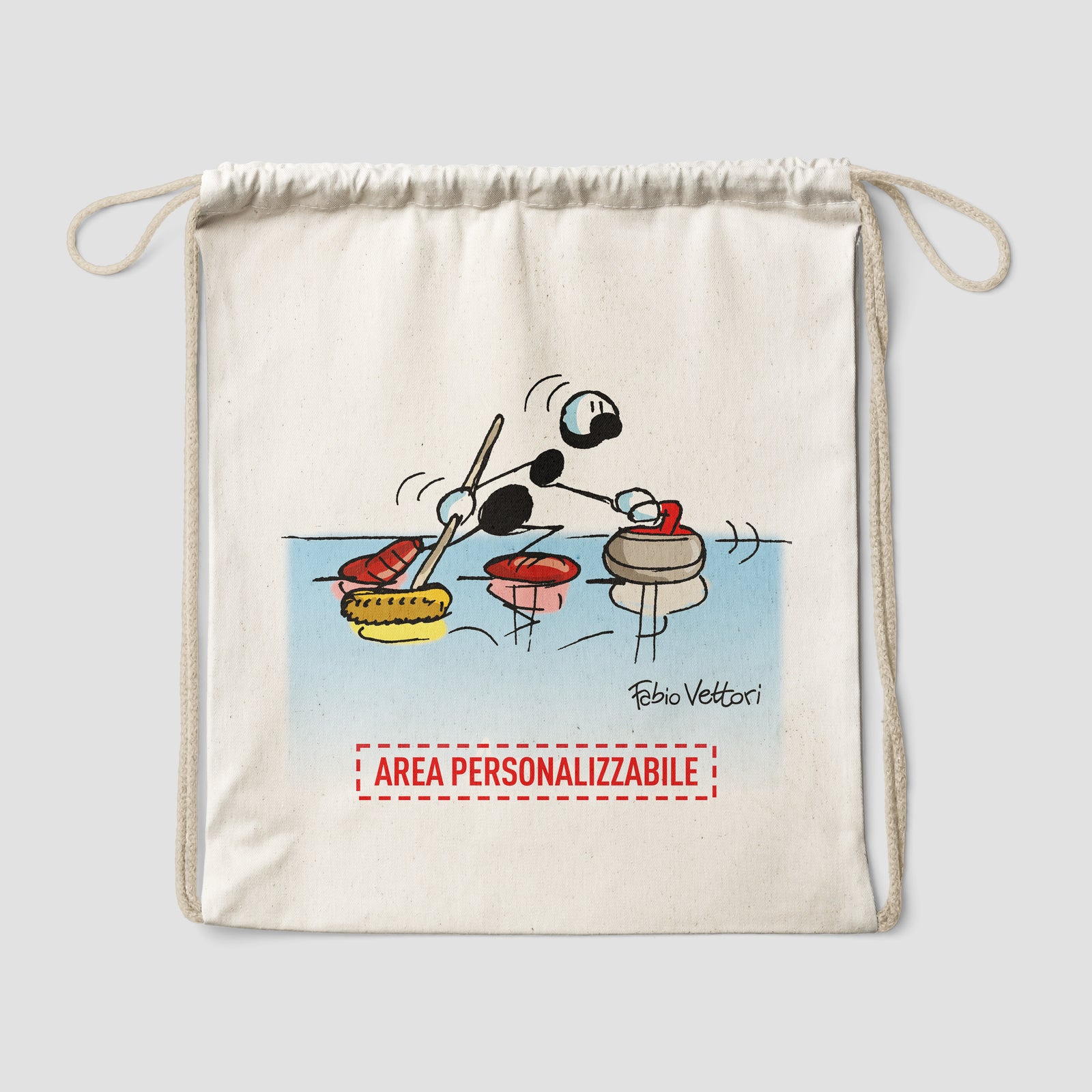 Sacca zaino personalizzata in cotone soggetto "Curling"