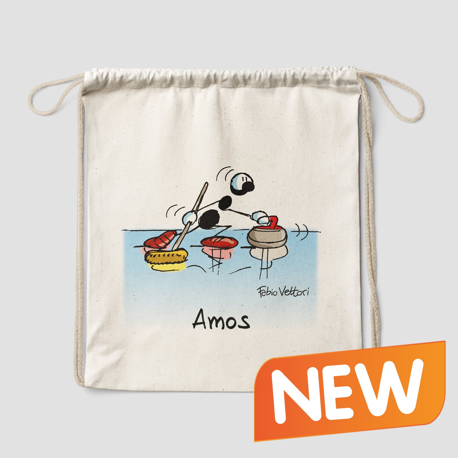 Sacca zaino personalizzata in cotone soggetto "Curling"