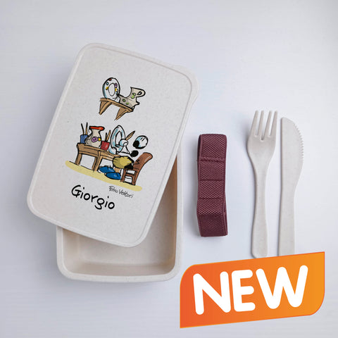 Scatola Porta Pranzo con Fascia Porta Posate Personalizzata soggetto "Decorazioni su ceramica"