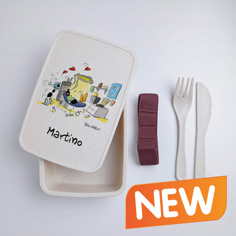 Scatola Porta Pranzo con Fascia Porta Posate Personalizzata soggetto "Dentista"