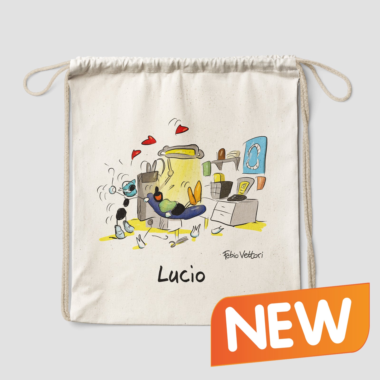 Sacca zaino personalizzata in cotone soggetto "Dentista"