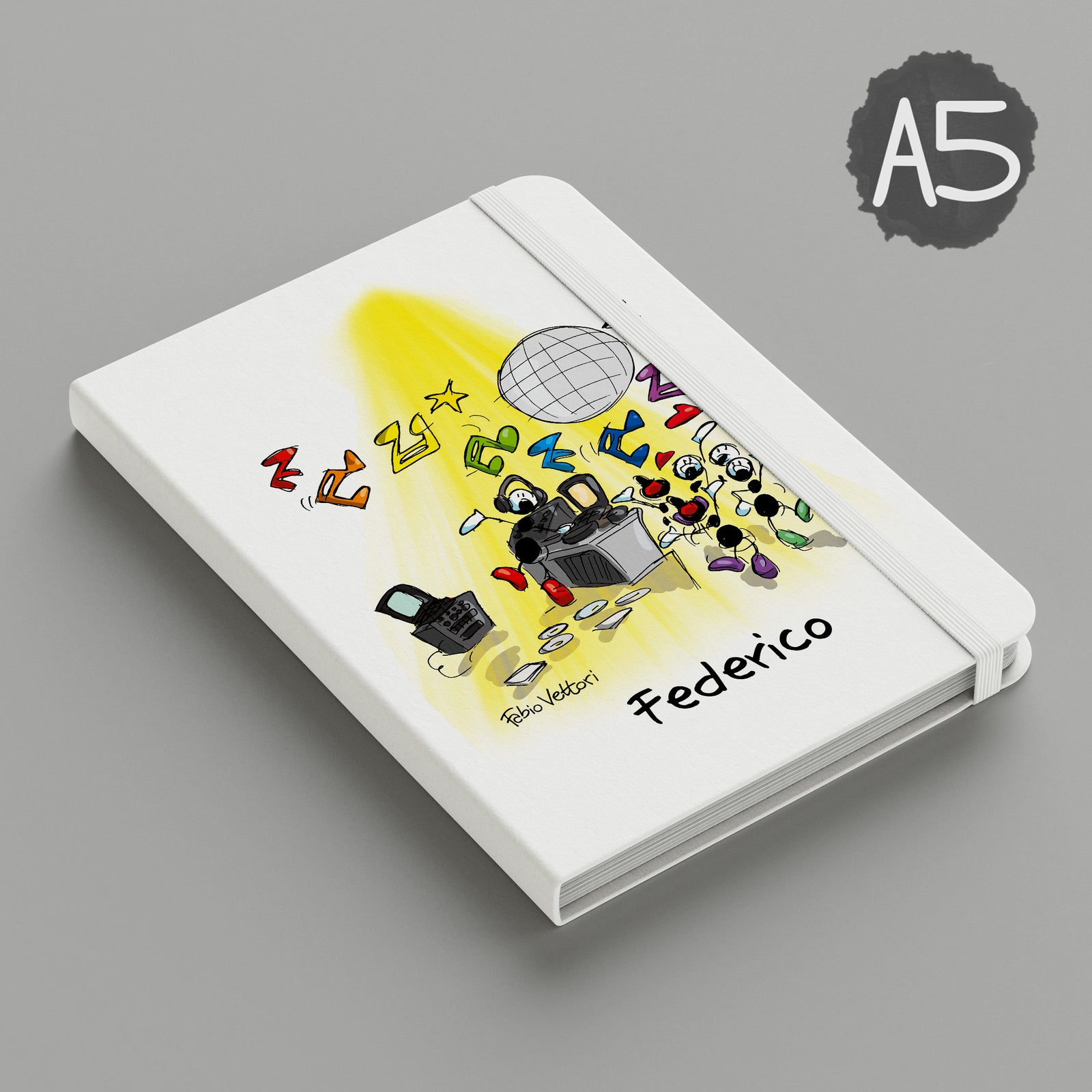 Personalized notebook with "DJ" theme