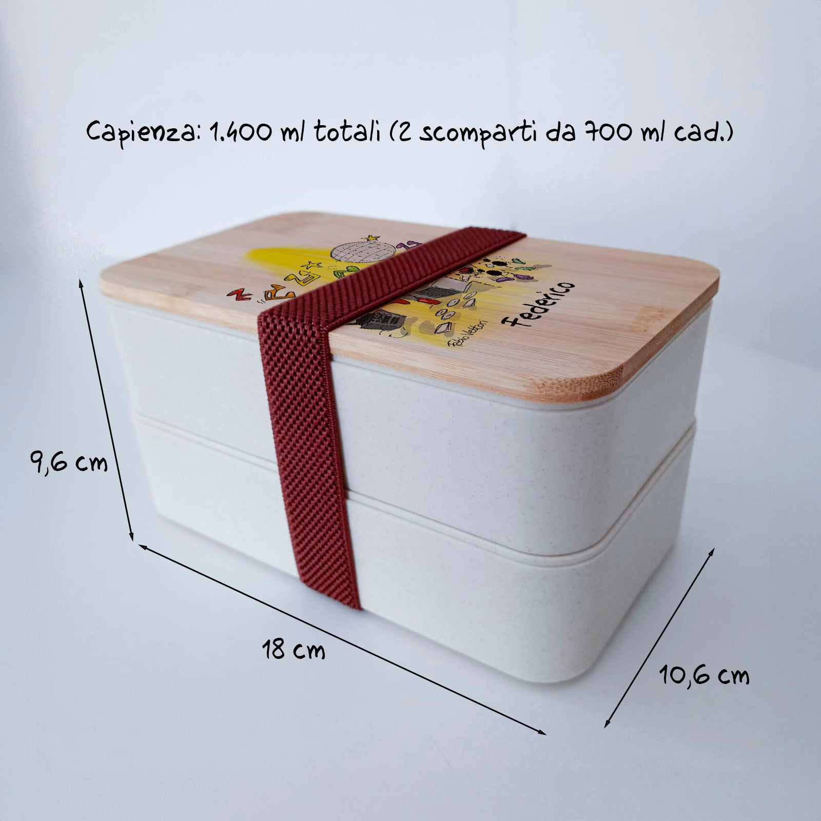 Lunch Box with Cutlery Holder Band Personalized "Dj" Subject