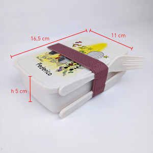 Lunch Box with Cutlery Holder Band Personalized "Dj" Subject