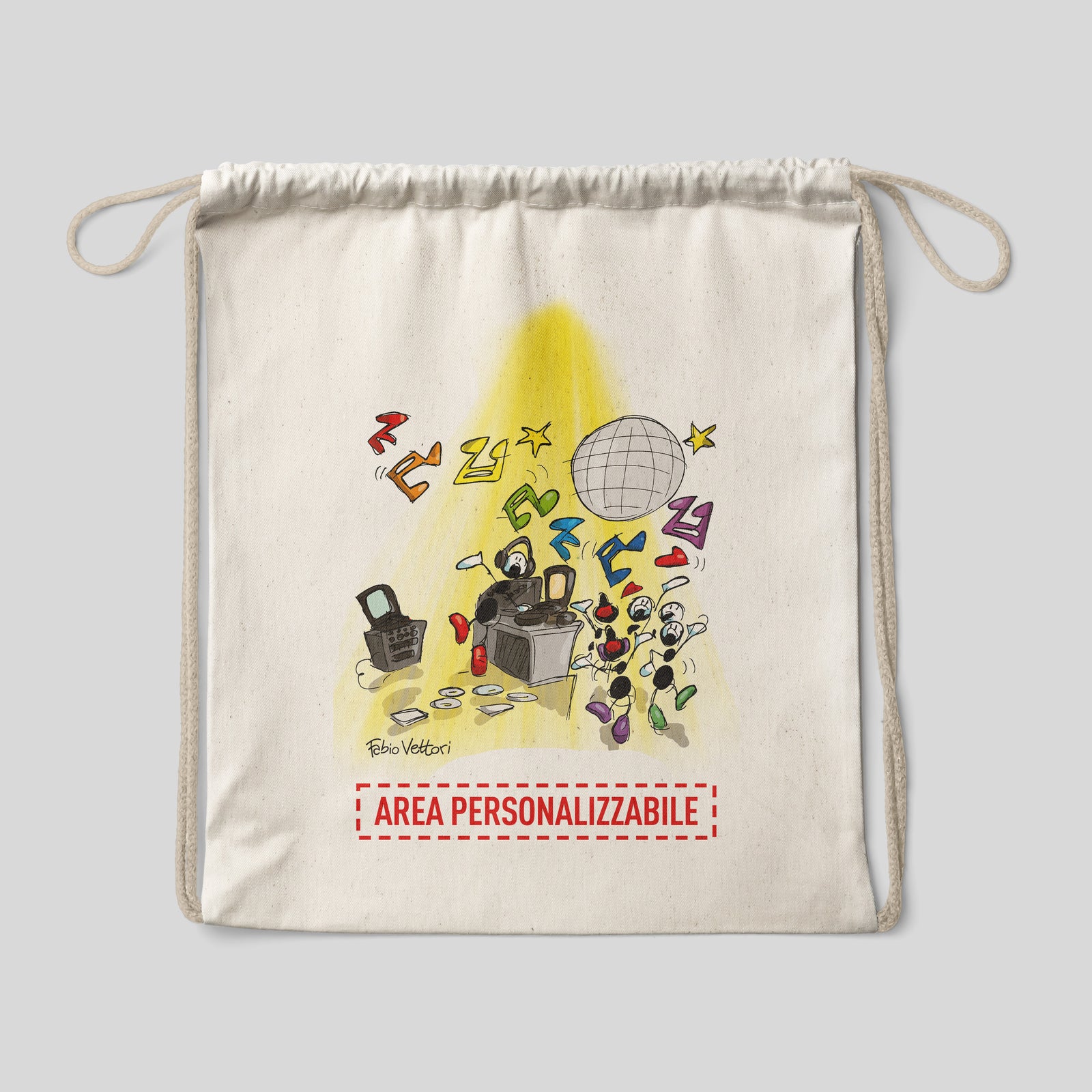 Sacca zaino personalizzata in cotone soggetto "Dj"