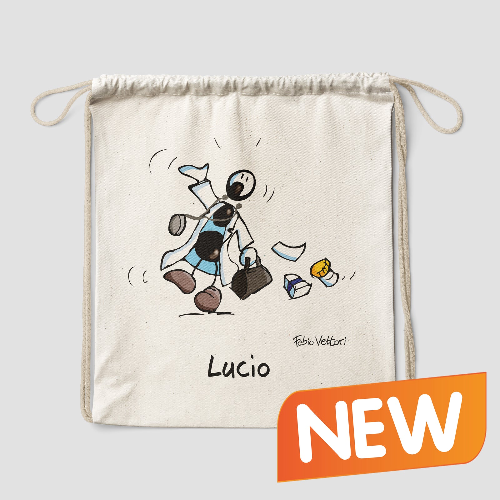 Sacca zaino personalizzata in cotone soggetto "Dottori"