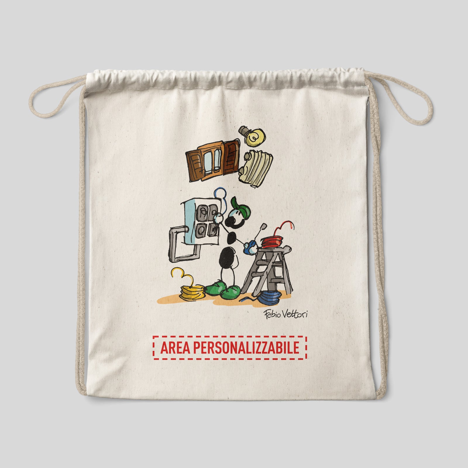 Sacca zaino personalizzata in cotone soggetto "Elettricista"