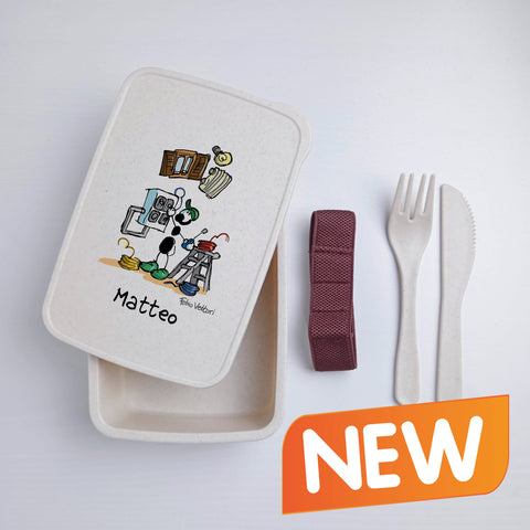 Scatola Porta Pranzo con Fascia Porta Posate Personalizzata soggetto "Elettricista"
